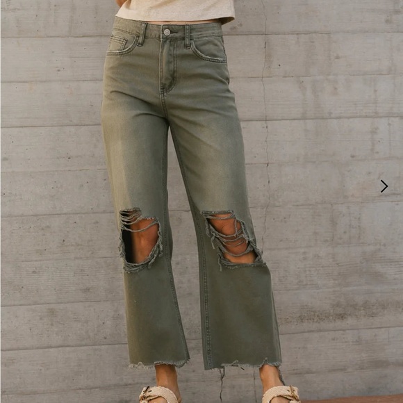 bohme Denim - Distressed Wide Leg Cropped Jeans